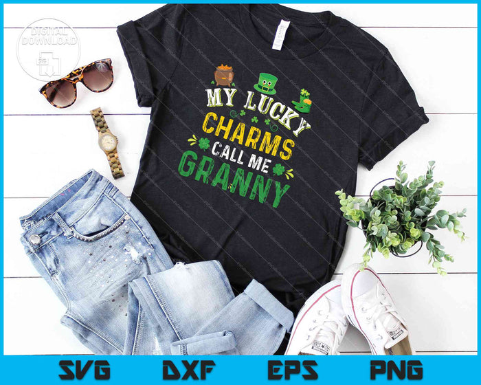Mijn Lucky Charms Call Me Granny St Patrick's Day Leprechaun Camiseta SVG PNG snijden afdrukbare bestanden