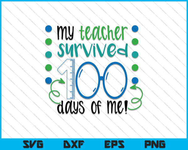 Mijn leraar overleefde 100 dagen van mij SVG PNG snijden afdrukbare bestanden