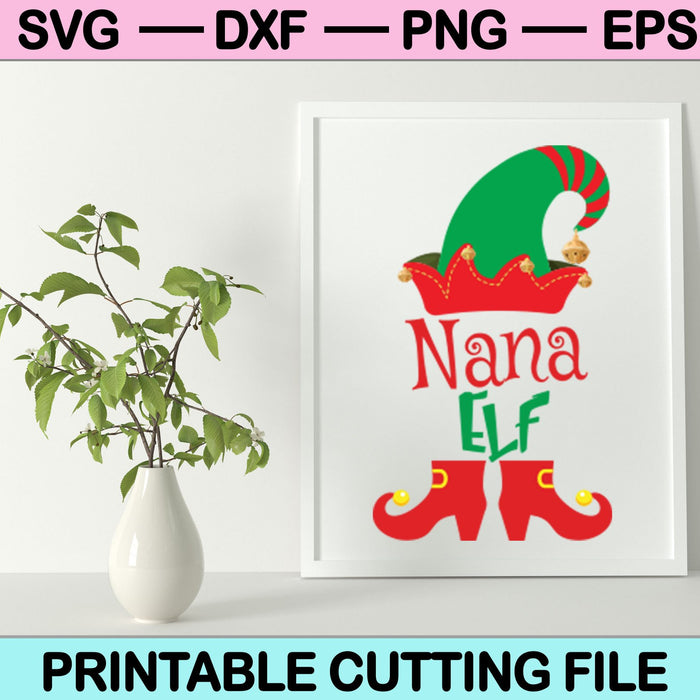 Kerst familie Nana ELF SVG PNG snijden afdrukbare bestanden 