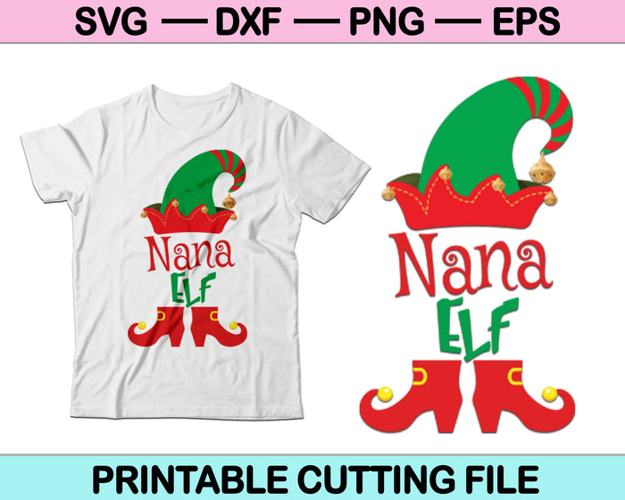 Kerst familie Nana ELF SVG PNG snijden afdrukbare bestanden 