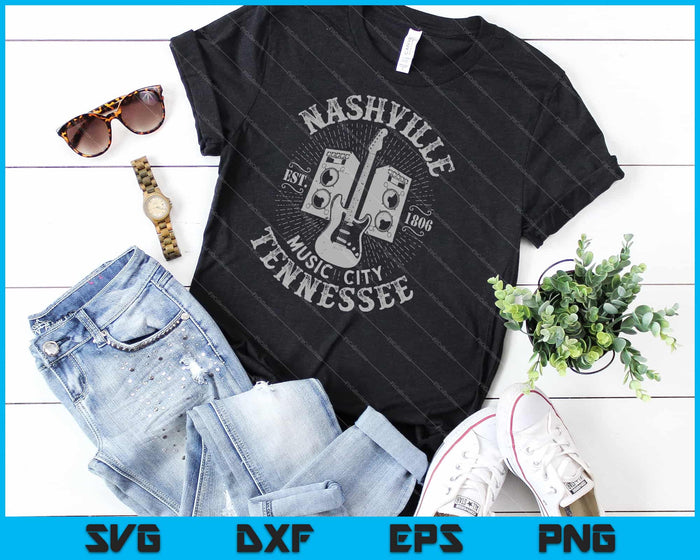 Nashville Music City USA Vintage Svg Cortando archivos imprimibles