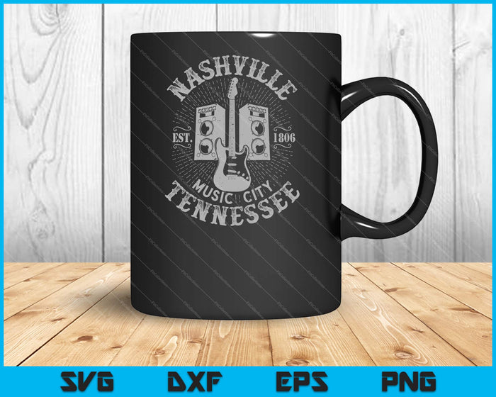 Nashville Music City USA Vintage Svg Cortando archivos imprimibles