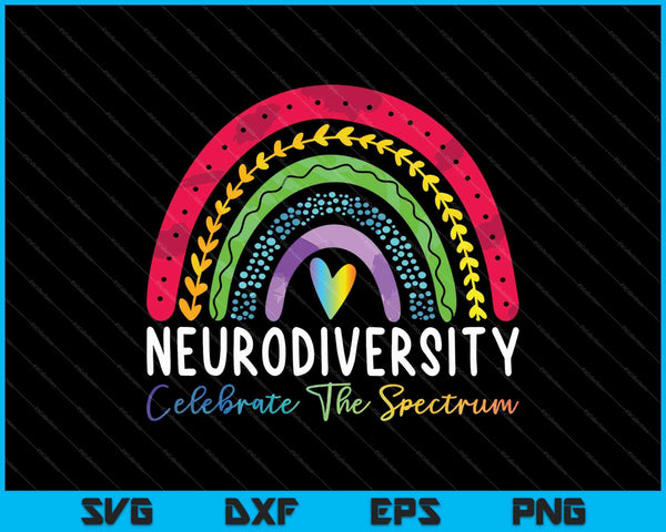 Neurodiversidad Espectro de autismo ASD TDAH Rainbow SVG PNG Cortar archivos imprimibles