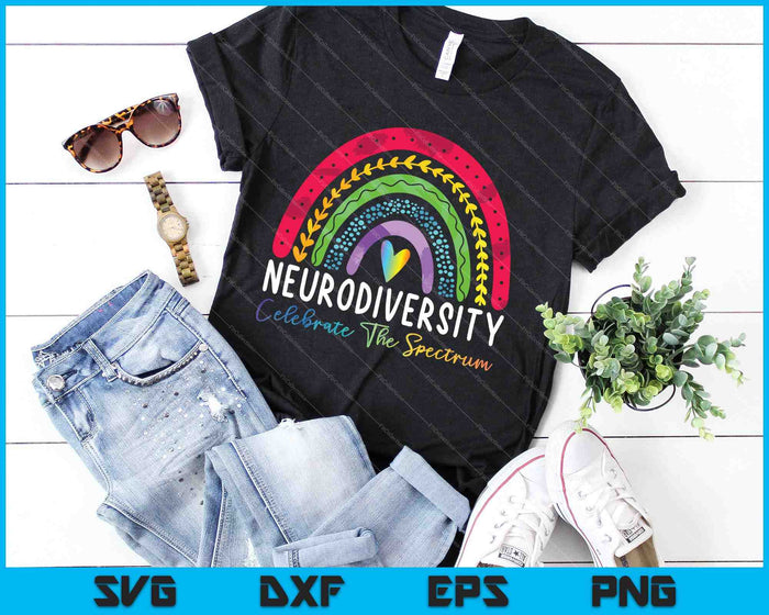 Neurodiversity Autism Spectrum ASD ADHD Rainbow SVG PNG Cutting Printable Files