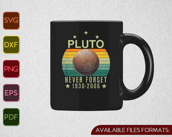 Never Forget Pluto Planet Funny Vintage Space Science SVG PNG Cutting Printable Files