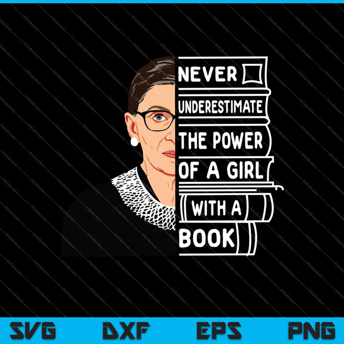 Never Underestimate Power of Girl With Book SVG PNG Cutting Printable Files