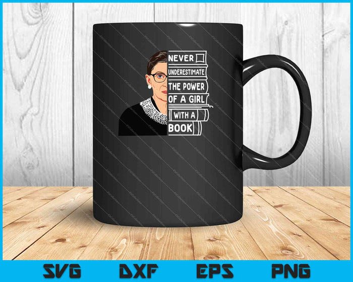 Never Underestimate Power of Girl With Book SVG PNG Cutting Printable Files