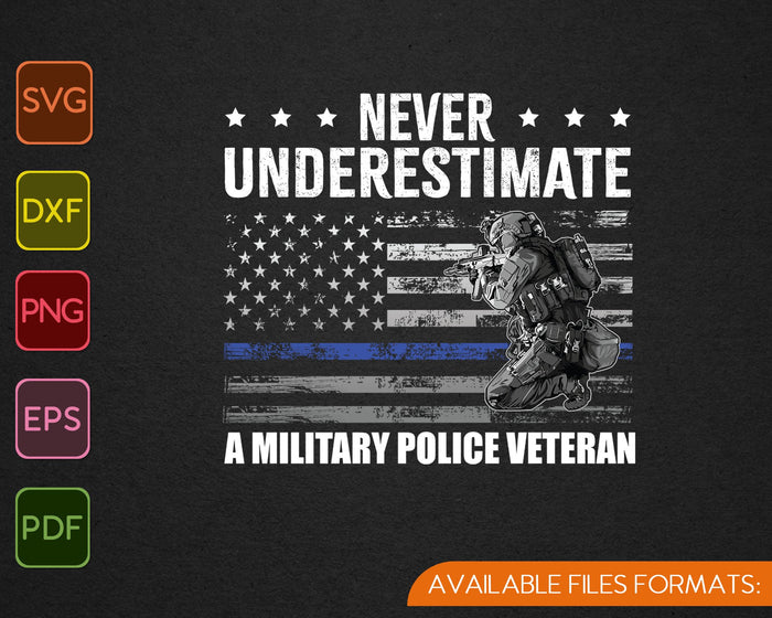 Never Underestimate a Military Police Veteran SVG PNG Cutting Printable Files