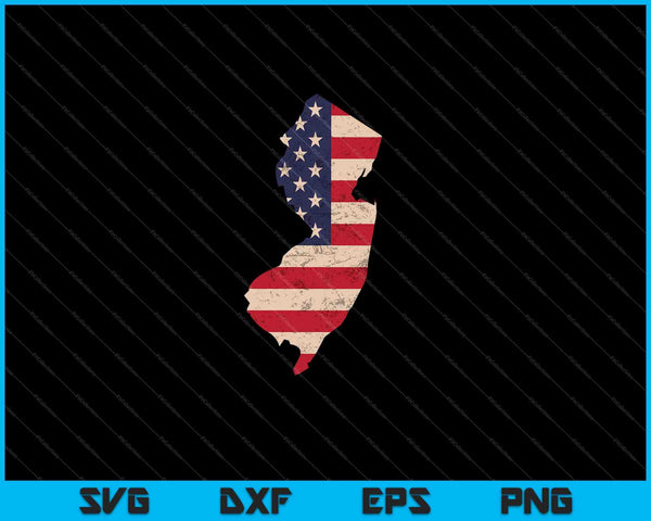 New Jersey American Flag Vintage SVG PNG Cutting Printable Files