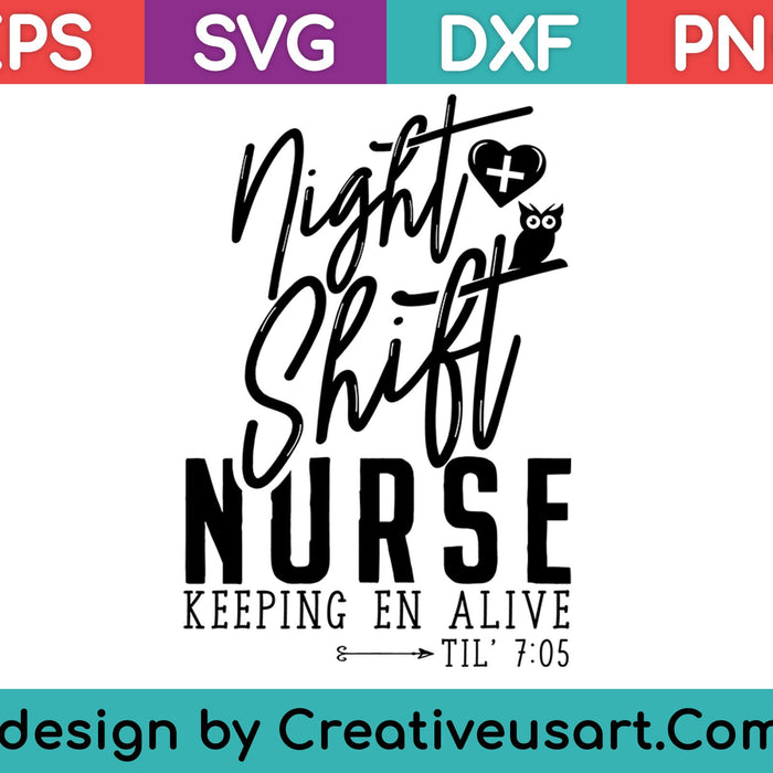 Regalos de enfermera del turno de noche SVG PNG cortando archivos imprimibles