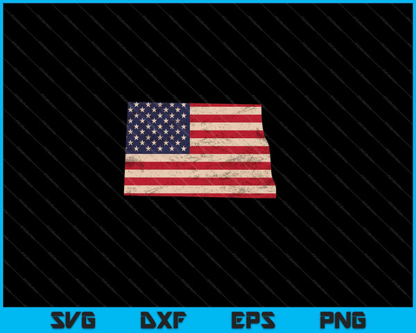 North Dakota American Flag Vintage SVG PNG Cutting Printable Files