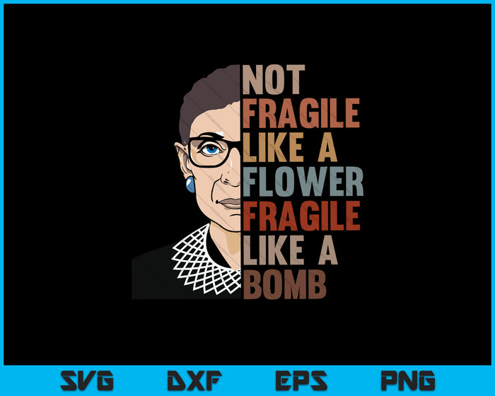 Niet kwetsbaar als een bloem maar een bom Ruth Ginsburg RBG SVG PNG snijden afdrukbare bestanden 