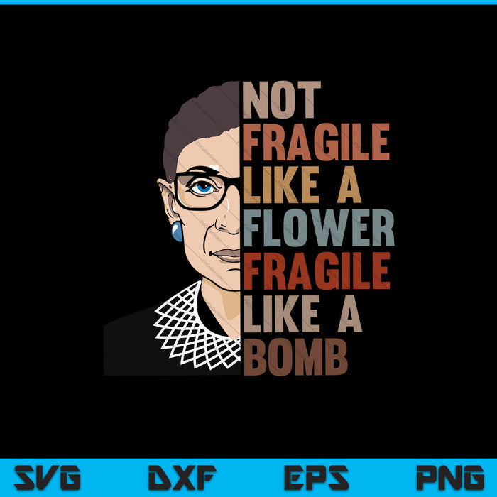 Niet kwetsbaar als een bloem maar een bom Ruth Ginsburg RBG SVG PNG snijden afdrukbare bestanden 