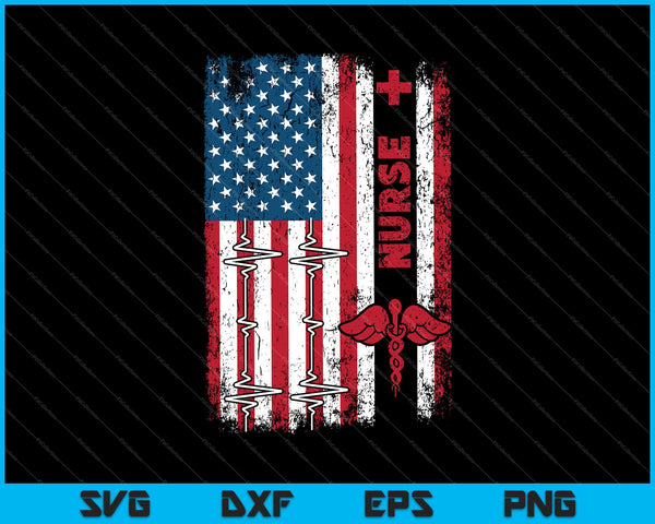 Enfermera Bandera Americana ICU EMS RN USA Patriótico SVG PNG Cortar archivos imprimibles
