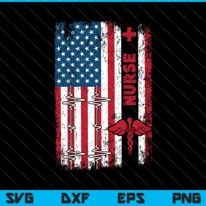 Nurse American Flag ICU EMS RN USA Patriotic SVG PNG Cutting Printable Files