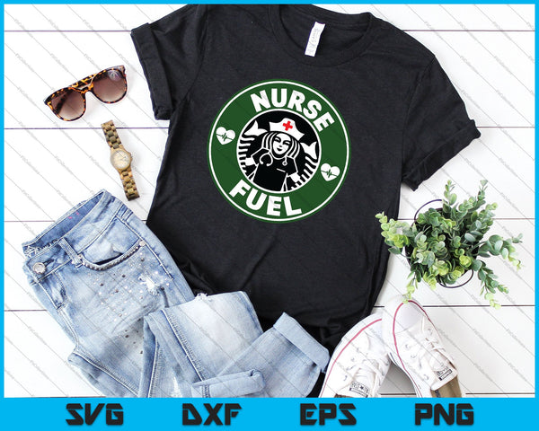 Verpleegkundige brandstof koffie liefde harten decoratie SVG PNG snijden afdrukbare bestanden - on a t-shirt