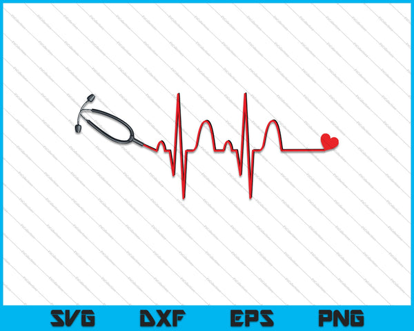 Latido del corazón de la enfermera para los archivos imprimibles de corte SVG PNG dedicados 