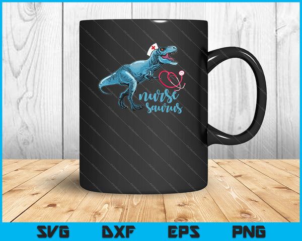 NurseSaurus Nurse-a-saurus verpleegkundige SVG PNG snijden afdrukbare bestanden 