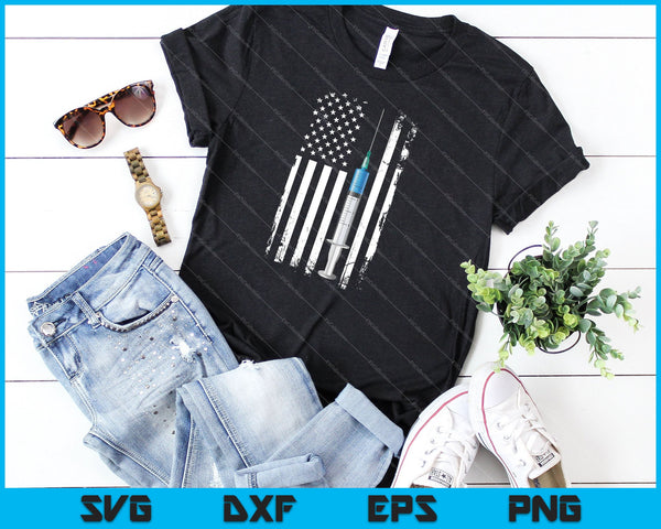 Verpleegkundige RN LPN Amerikaanse vlag spuit arts medische USA SVG PNG snijden afdrukbare bestanden - on a t-shirt