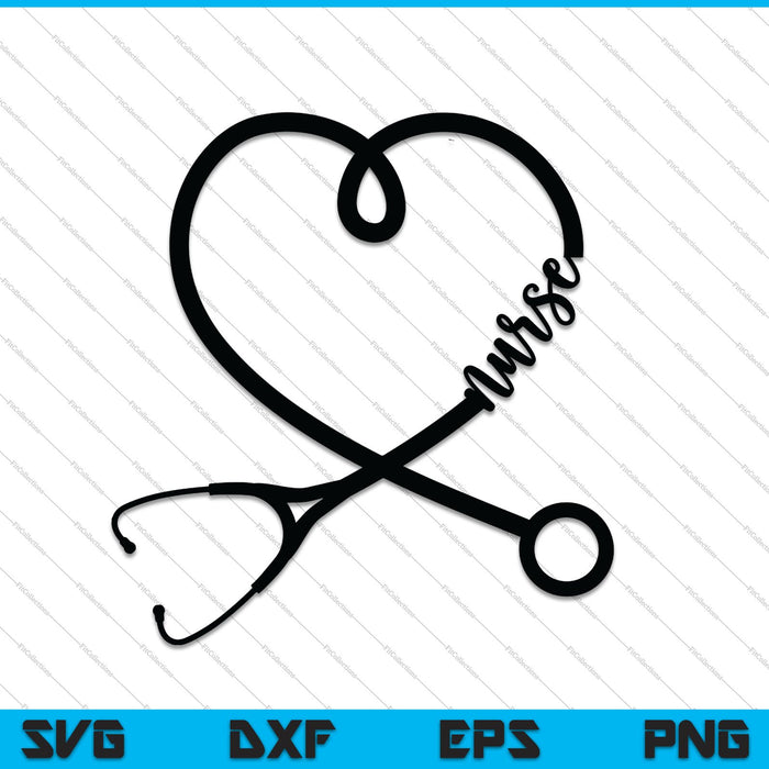 Enfermera Corazón Estetoscopio SVG PNG Cortando Archivos Imprimibles