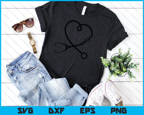 Verpleegkundige hart stethescoop SVG PNG snijden afdrukbare bestanden - on a t-shirt