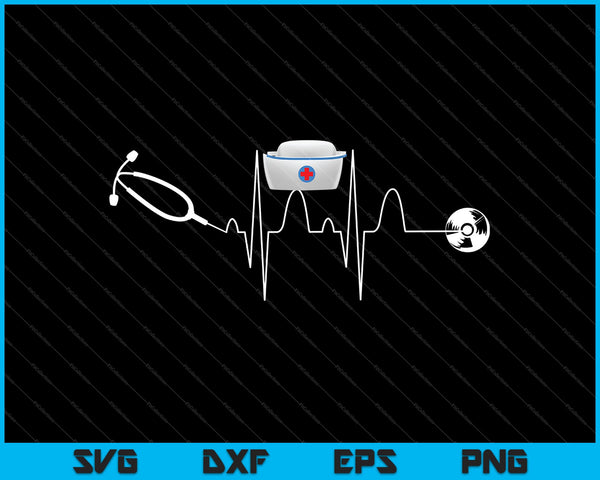 Enfermera estetoscopio latido del corazón SVG PNG cortando archivos imprimibles 