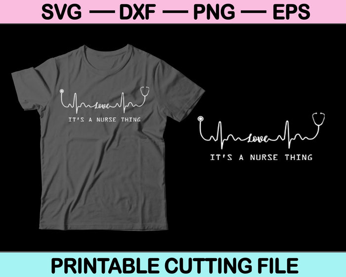 Archivo SVG de latido del corazón de enfermera o archivo DXF Haga una calcomanía o diseño de camiseta
