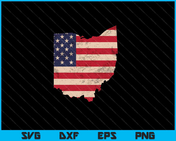 Ohio American Flag Vintage SVG PNG Cutting Printable Files