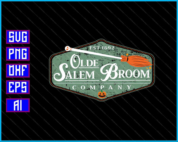 Olde Salem Broom Company SVG PNG Cortar archivos imprimibles
