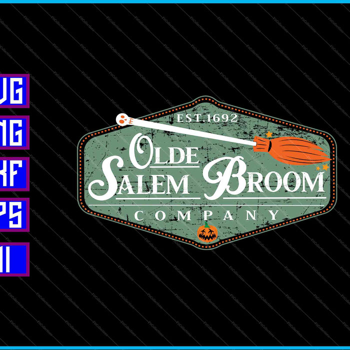 Olde Salem Broom Company SVG PNG Cortar archivos imprimibles