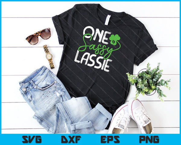 One Sassy Lassie St. Patrick's Day SVG PNG Cutting Printable Files - on a t-shirt