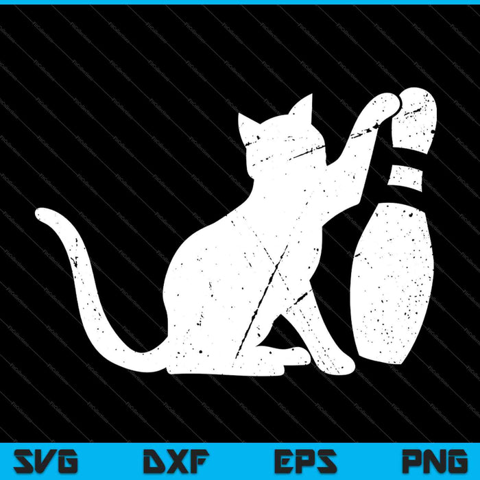 Ornery Alley Cat Tipping Bowling Pin Funny Team Gift SVG PNG Snijden afdrukbare bestanden