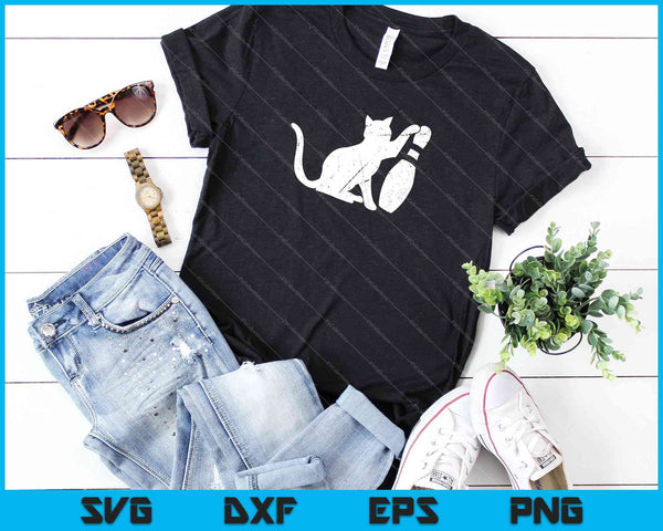 Ornery Alley Cat Tipping Bowling Pin Divertido Equipo Regalo SVG PNG Cortar Archivos Imprimibles - on a t-shirt