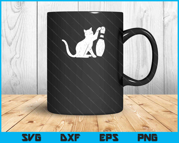 Ornery Alley Cat Tipping Bowling Pin Divertido Equipo Regalo SVG PNG Cortar Archivos Imprimibles