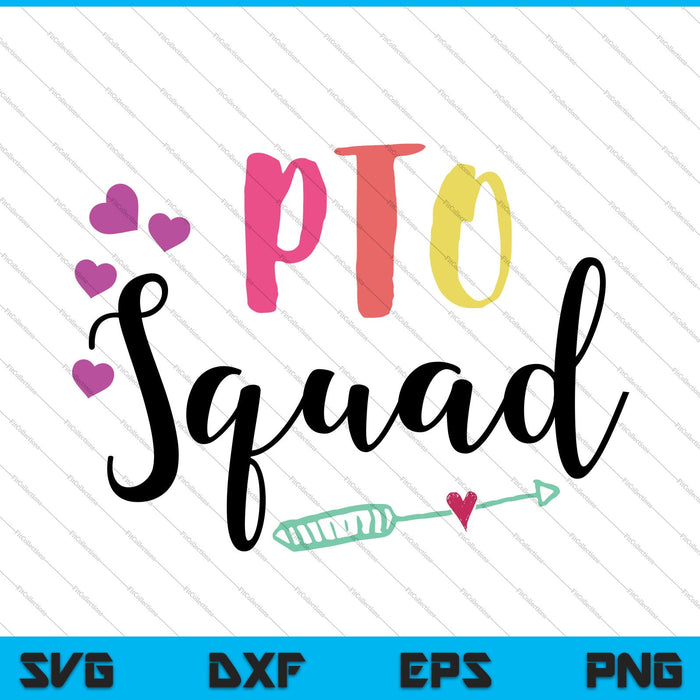 PTO Squad Shirt Ouder Leraar Organisatie School Team SVG PNG Snijden afdrukbare bestanden