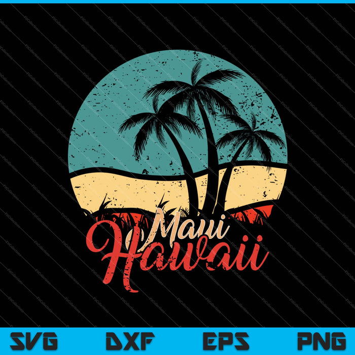 Palm trees Hawaiian beach Honolulu summer waves maui Hawaii SVG PNG cut file for Cricut