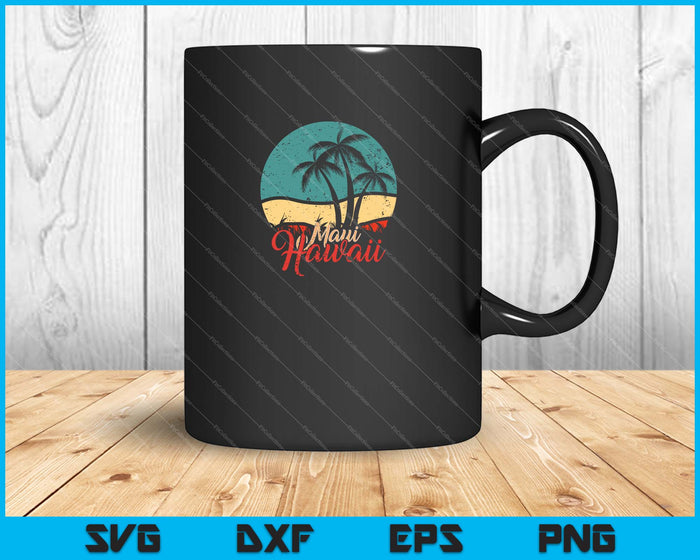Palmeras Playa hawaiana Honolulu Olas de verano Maui Hawaii SVG PNG Cortar archivos imprimibles