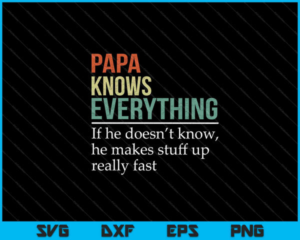 Papa Knows Everything SVG PNG Cutting Printable Files