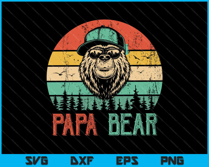 Papa Bear Vintage Father's Day SVG PNG Cutting Printable Files