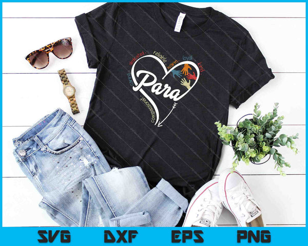 Para hart leraar paraprofessioneel para-educator SVG PNG snijden afdrukbare bestanden - on a t-shirt