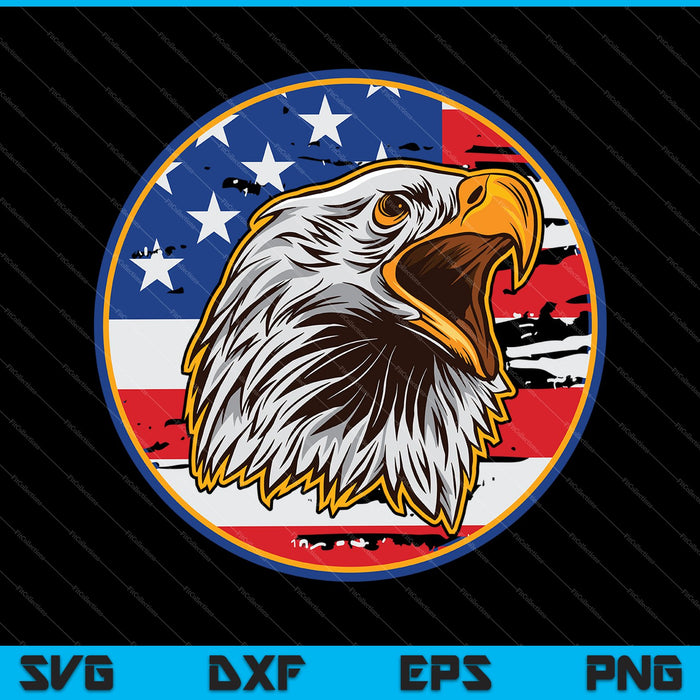 Patriotic Bald Eagle American Flag 4th SVG PNG Cutting Printable Files