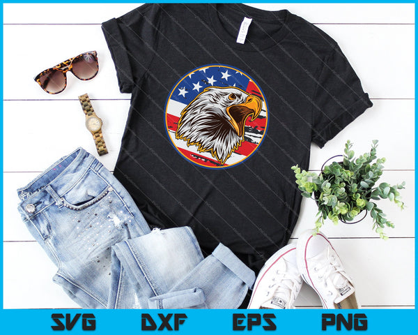 Patriotic Bald Eagle American Flag 4th SVG PNG Cutting Printable Files - on a t-shirt