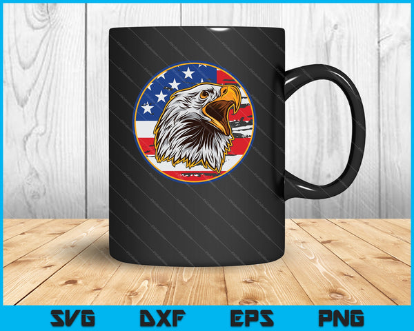 Patriottische Bald Eagle Amerikaanse vlag 4e SVG PNG snijden afdrukbare bestanden 