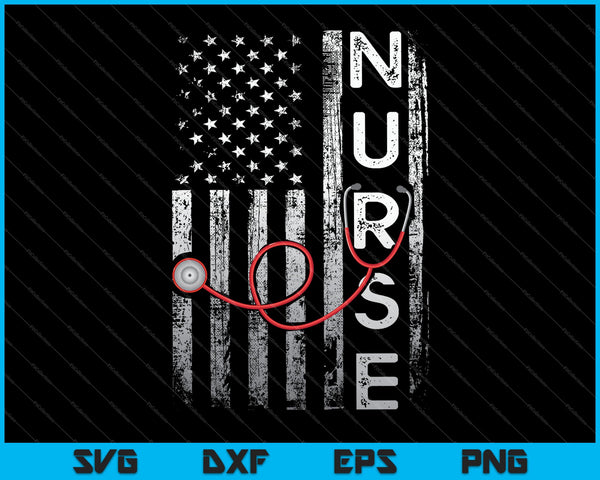 Patriotic Nurse With Flag Stethoscope For RN SVG PNG Cutting Printable Files