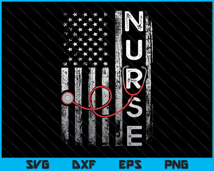 Patriotic Nurse With Flag Stethoscope For RN SVG PNG Cutting Printable Files