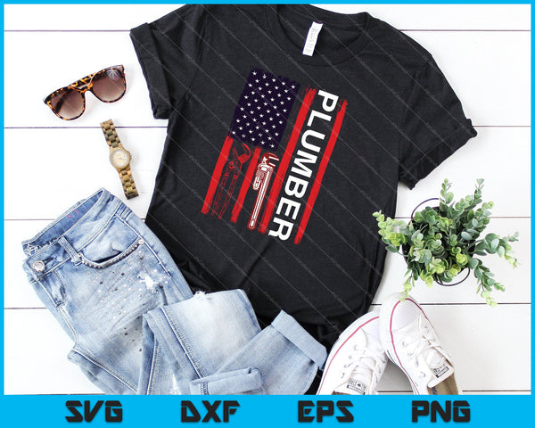 Patriotic Plumber 4th of July Plumber SVG PNG Cutting Printable Files - on a t-shirt