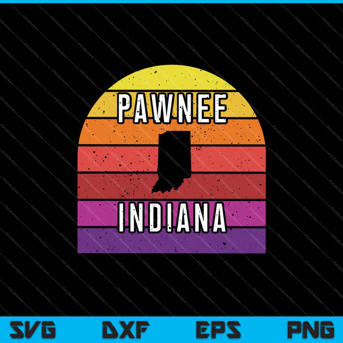 Pawnee, IN Indiana State kaart Retro Badge Logo SVG PNG snijden afdrukbare bestanden