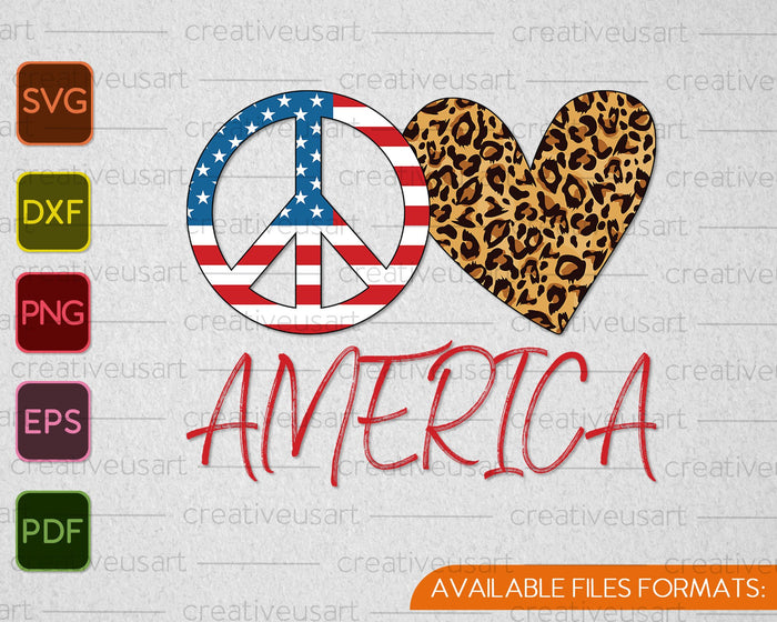 Peace Love America SVG PNG Cutting Printable Files