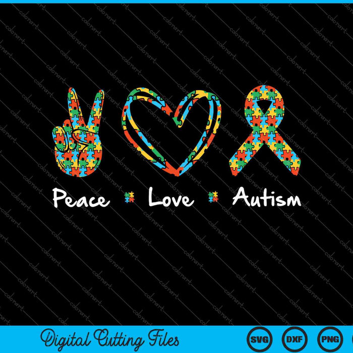 Peace Love Autism In April We Wear Blue SVG PNG Cutting Printable Files