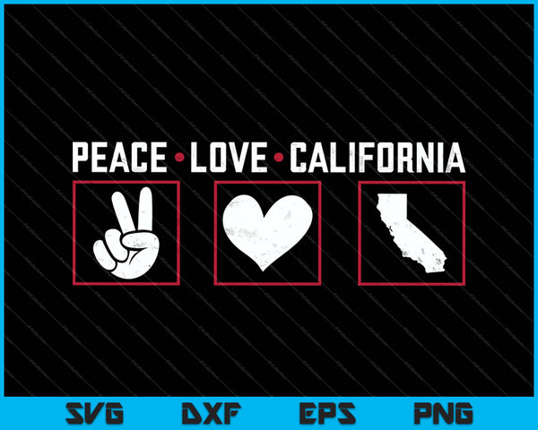 Paz Amor California SVG PNG Cortar archivos imprimibles